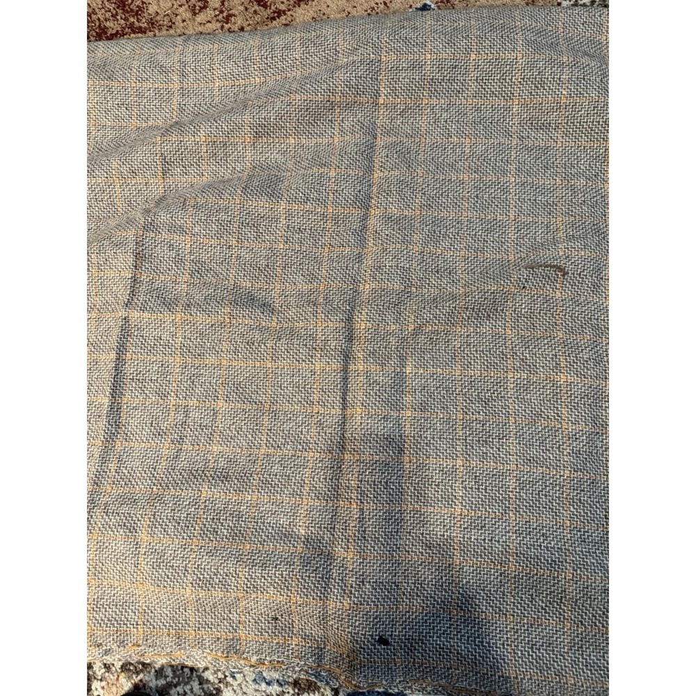 VTG Wool Fabric 2+‎ Yds Plaid Hounds tooth Brown Some Holes